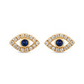 Load image into Gallery viewer, 14 Karat Yellow Gold Diamond Evil Eye Stud Earrings
