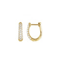 Load image into Gallery viewer, Three Row Pave Diamond 15mm Hoops
