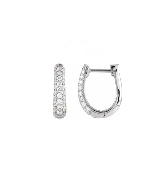 Three Row Pave Diamond 15mm Hoops