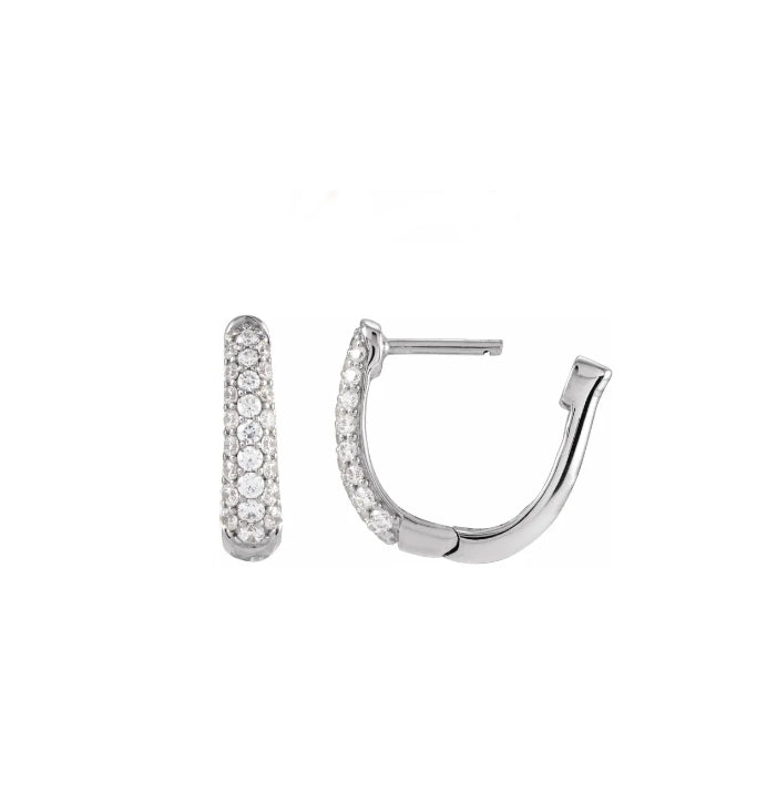 Three Row Pave Diamond 15mm Hoops