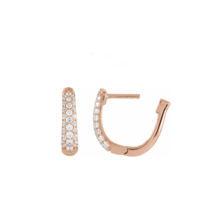 Three Row Pave Diamond 15mm Hoops