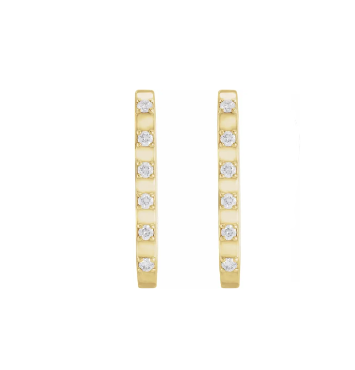 Rectangle High Polished Alternating 20mm Diamonds Hoops