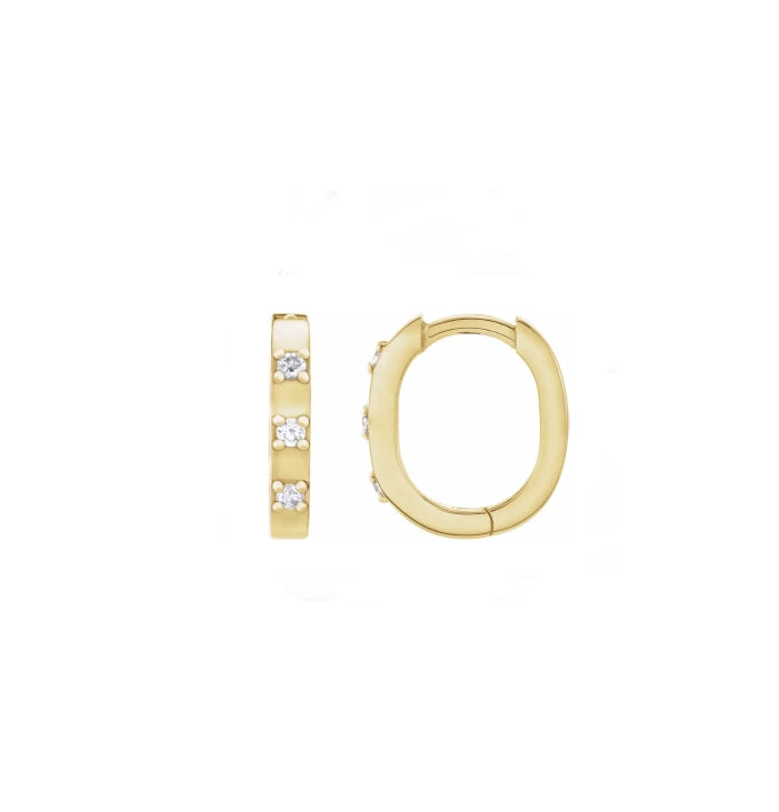 Rectangle High Polished Alternating 12mm Diamonds Hoops