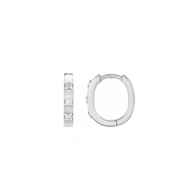 Rectangle High Polished Alternating 12mm Diamonds Hoops