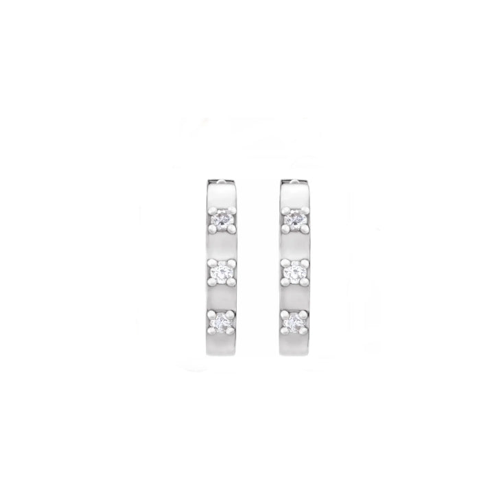 Rectangle High Polished Alternating 12mm Diamonds Hoops