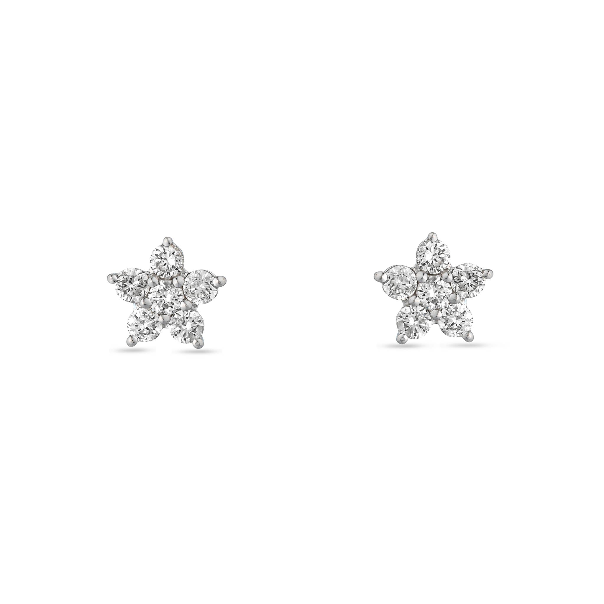 14 Karat White Gold Diamond Star Stud Earrings
