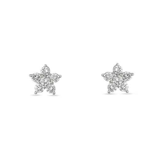 14 Karat White Gold Diamond Star Stud Earrings