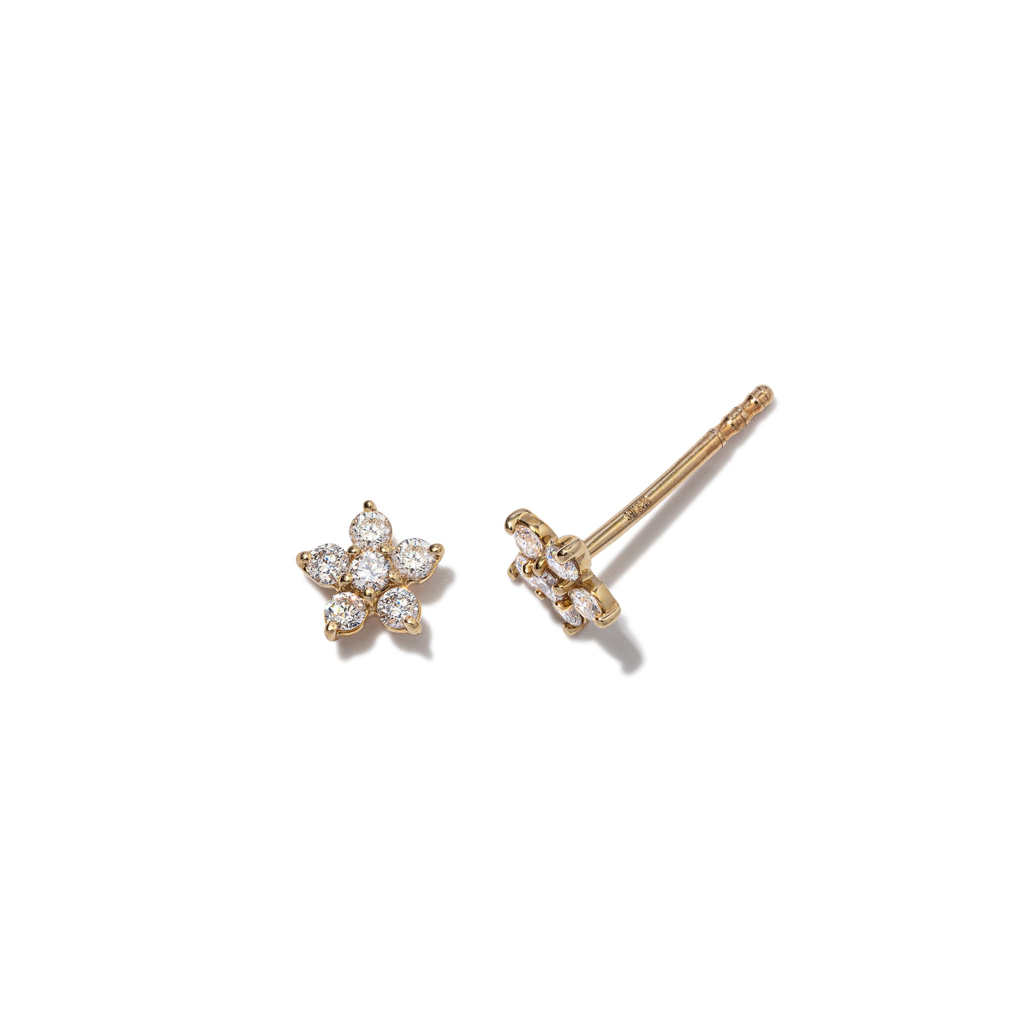 14 Karat Yellow Gold Diamond Star Stud Earrings