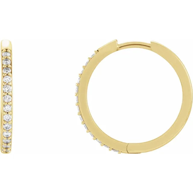 Large Round Gold Diamond Hoop Earring 18mm