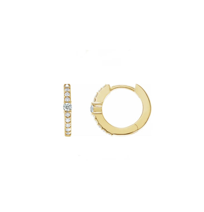 Round Accented 12mm Diamond Hoops