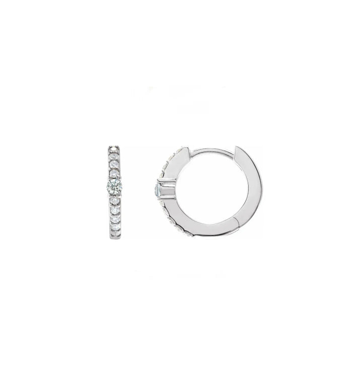 Round Accented 12mm Diamond Hoops