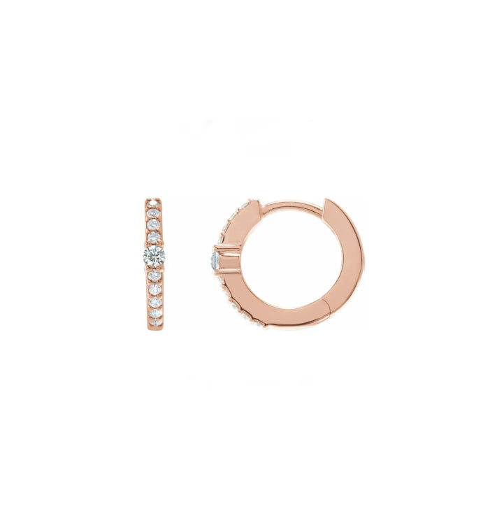 Round Accented 12mm Diamond Hoops