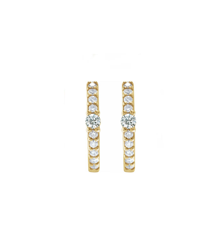 Round Accented 12mm Diamond Hoops