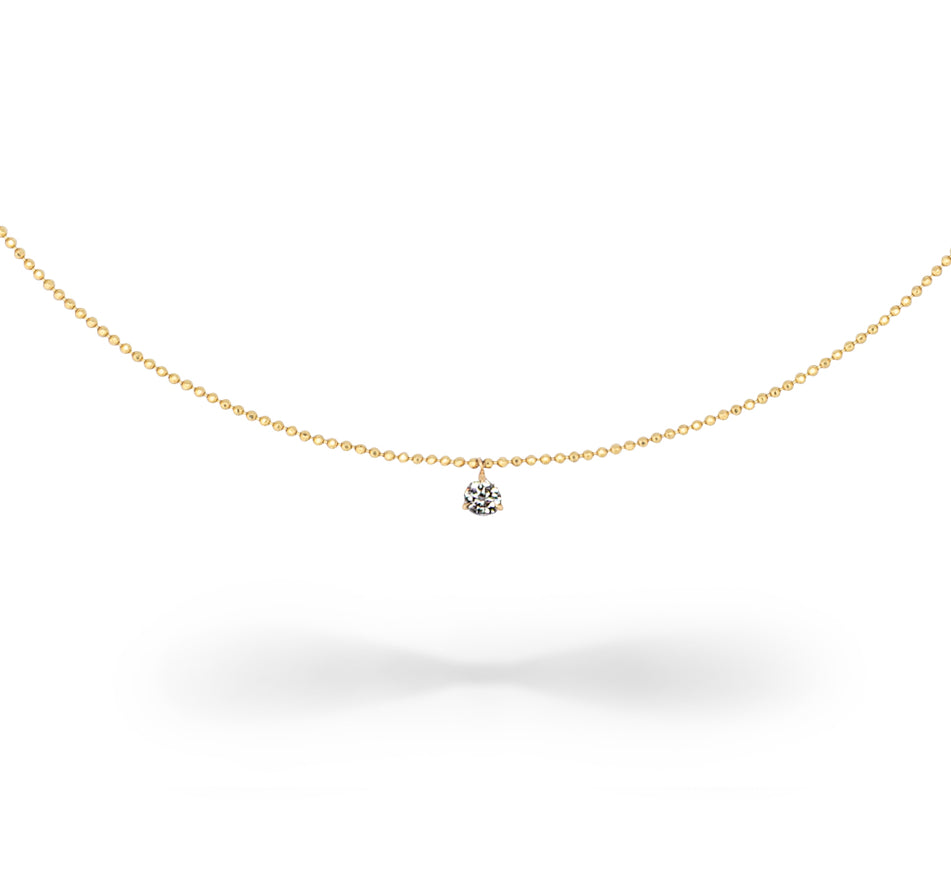 18 Karat Yellow Gold Aspen Air Single Diamond Necklace