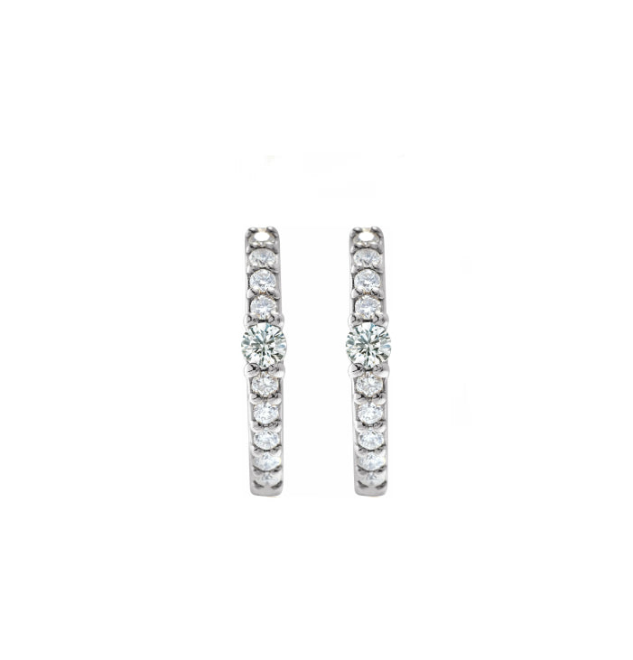 Round Accented 12mm Diamond Hoops