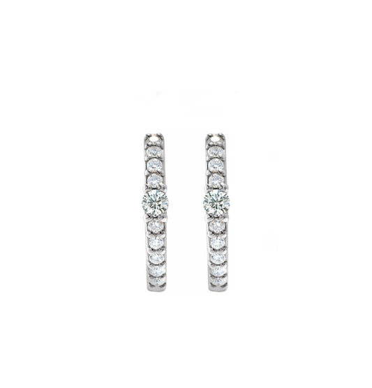 Round Accented 12mm Diamond Hoops