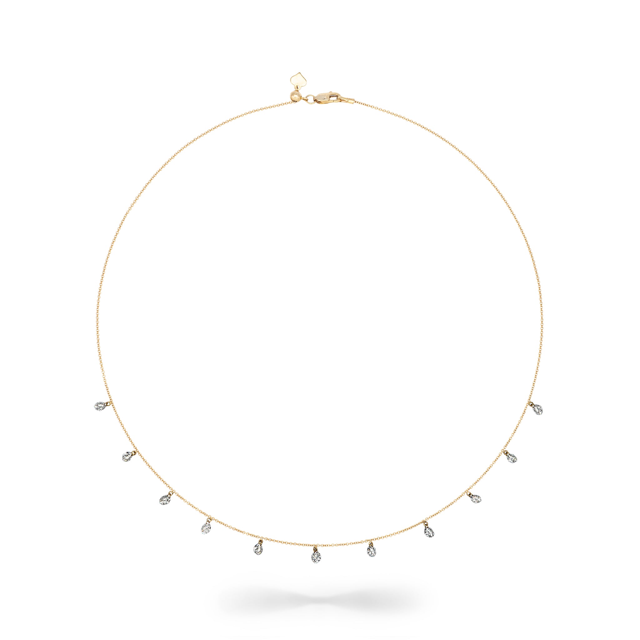 18 Karat Yellow Gold Aspen Droplet Diamond Necklace