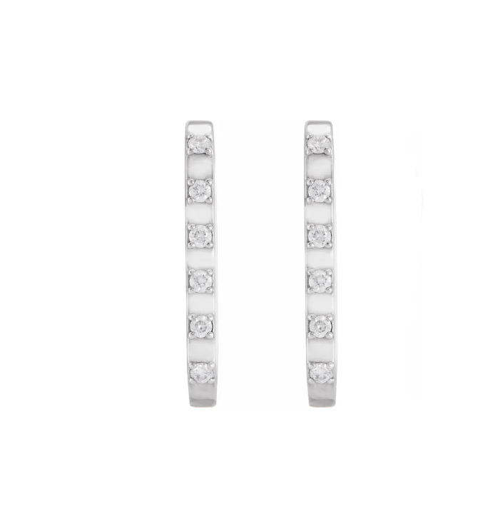 Everyday High Polished Alternating Diamond 20mm Hoops