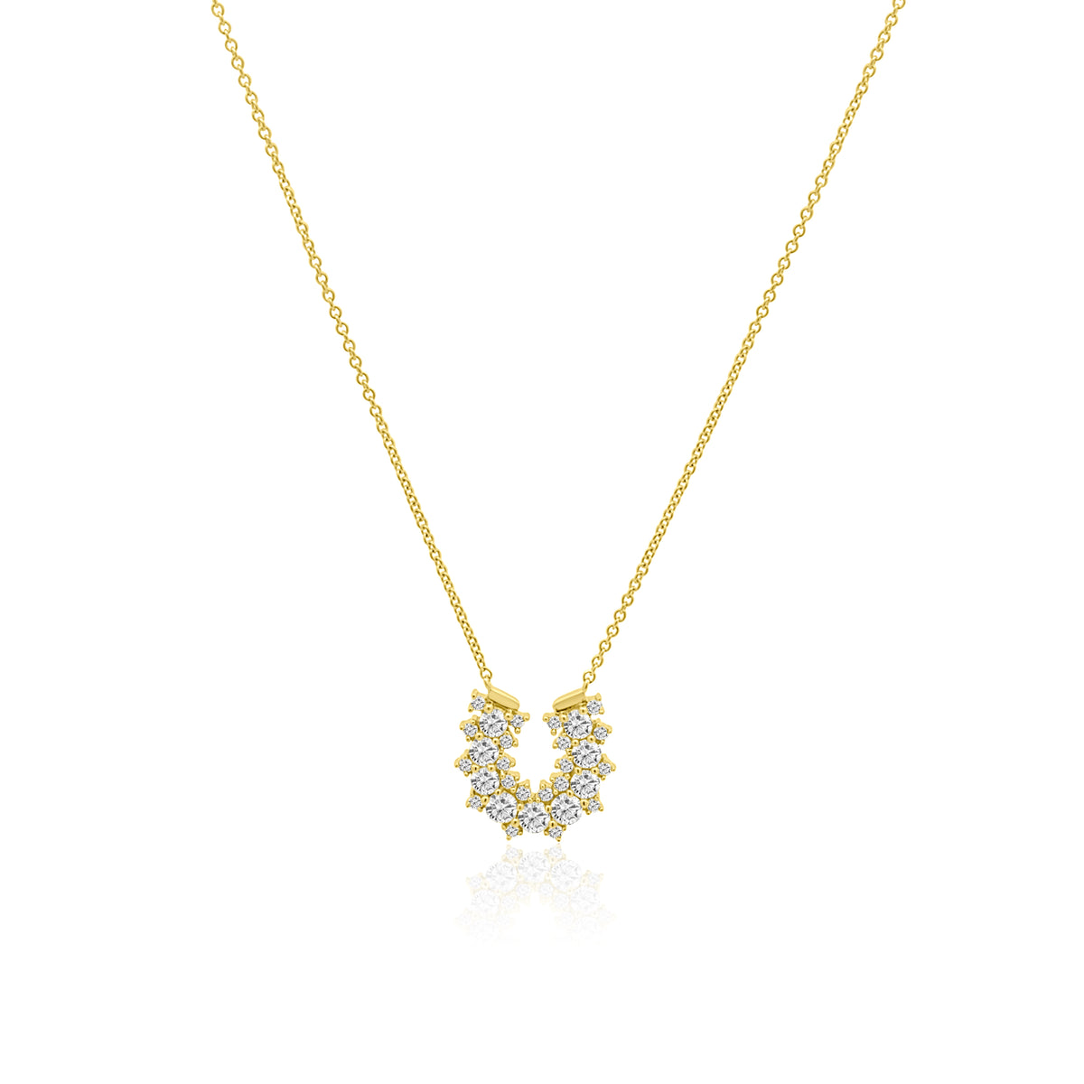14K Moissanite Horseshoe Pendant Necklace