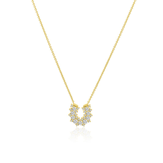 14K Moissanite Horseshoe Pendant Necklace