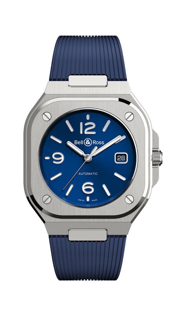 BELL & ROSS BR05-AUTO-STEEL-RUBBER-BLUE-40MM