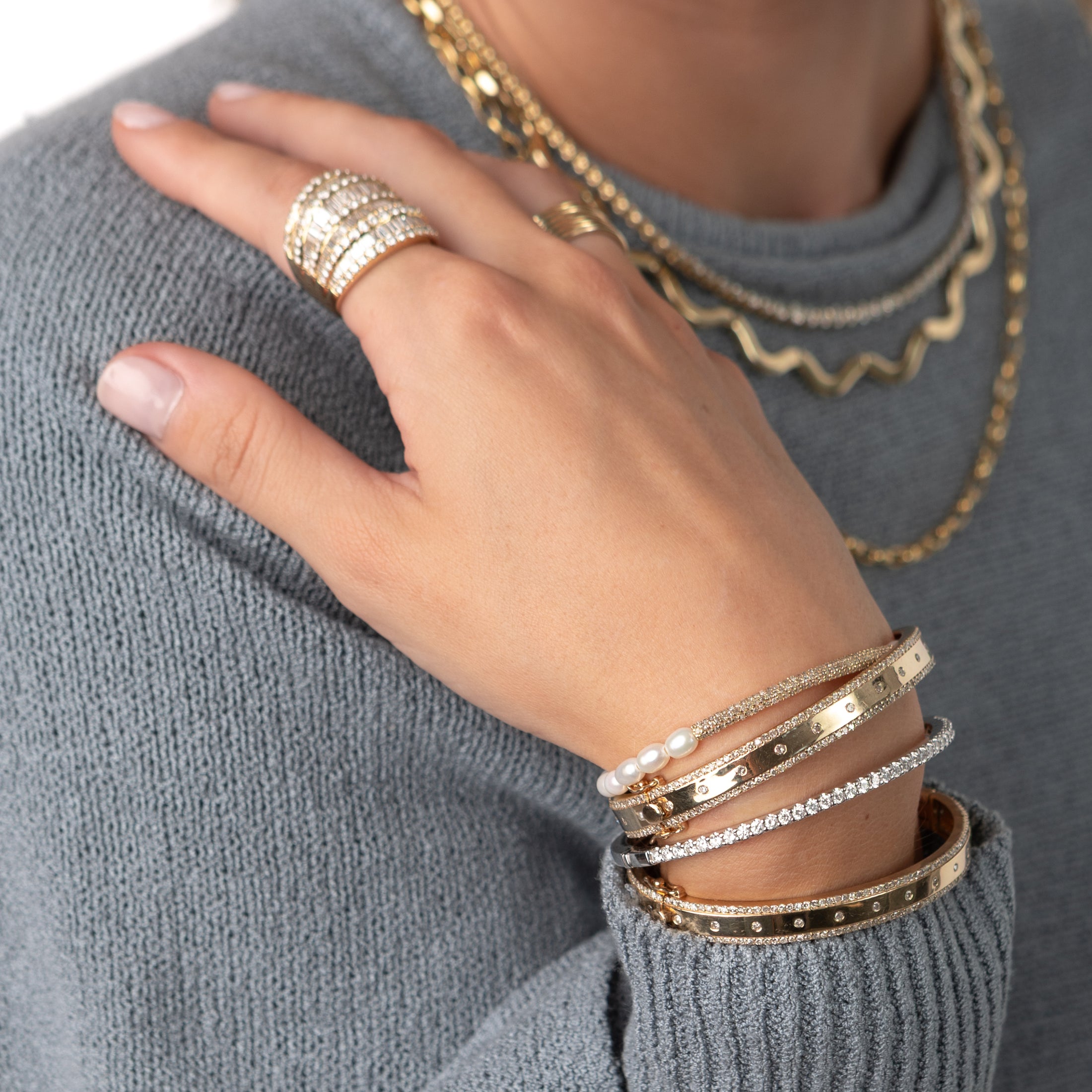 Yellow Gold and Diamond High Polished Blake Bracelet