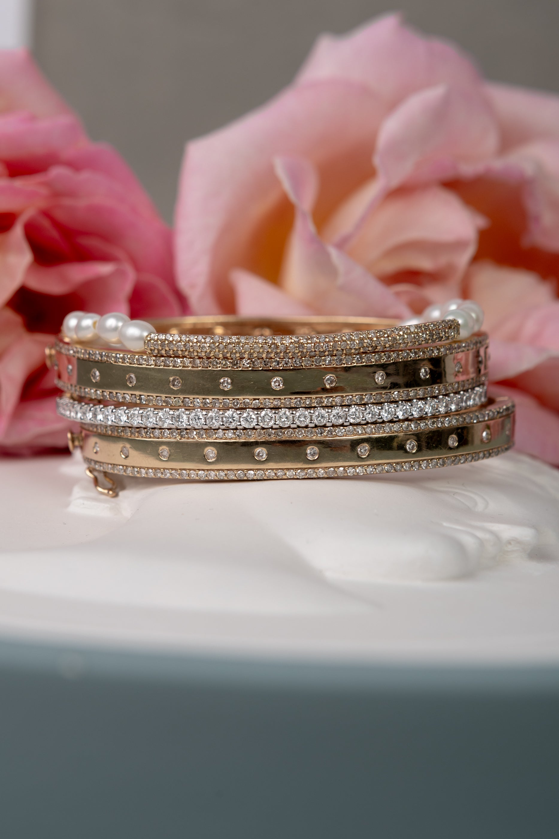 Yellow Gold and Diamond High Polished Blake Bracelet