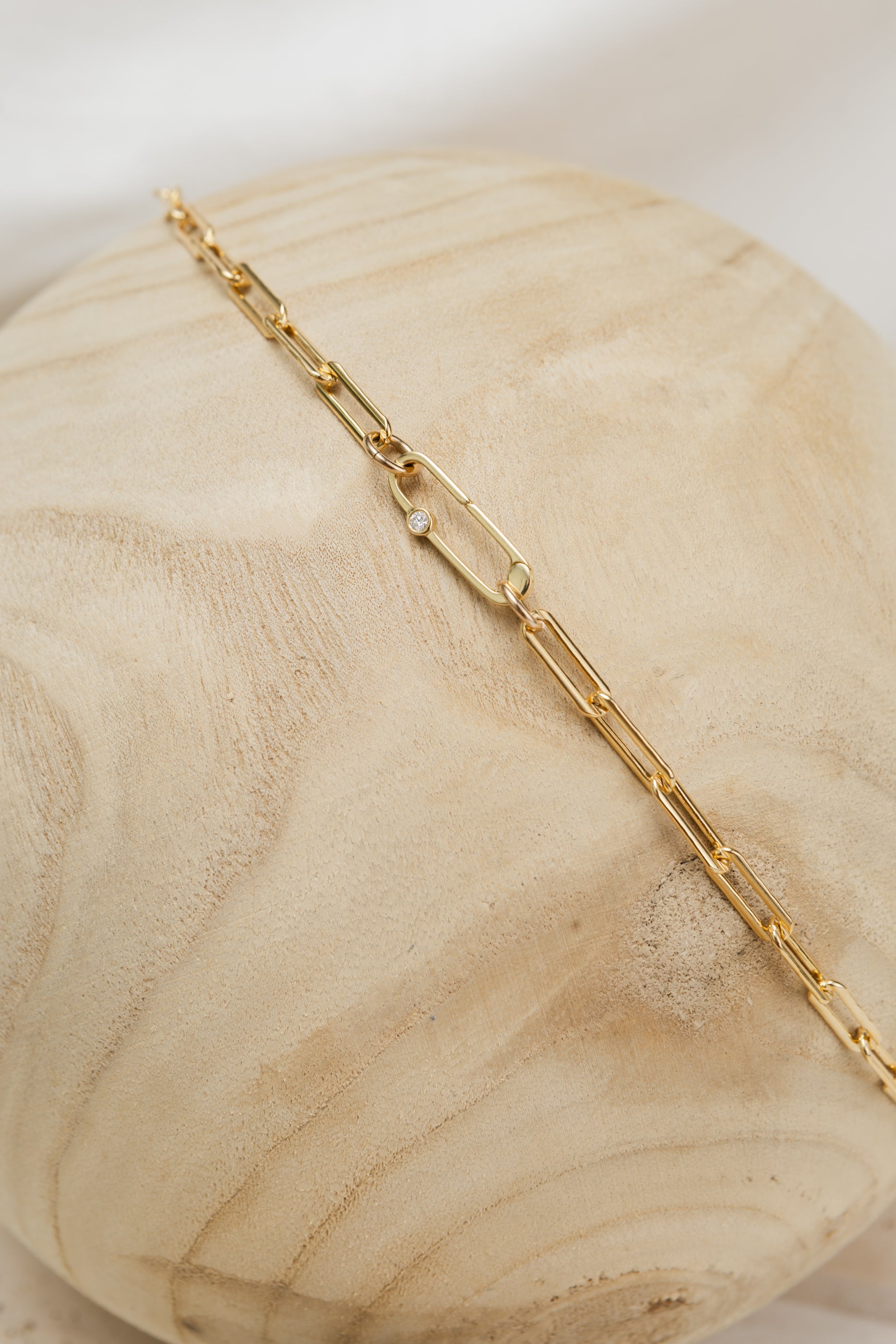 Gold Filled Chain Large Diamond Clasp Necklace