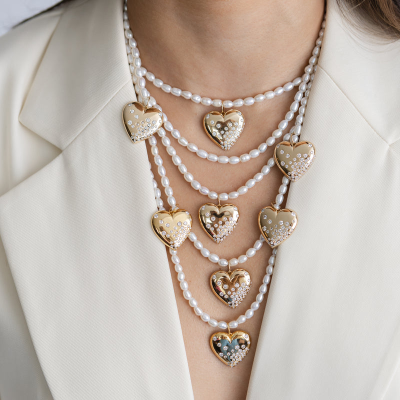 Dainty Gold Puffy Heart Necklace | Wisteria London Ltd | SilkFred US