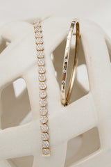 14 Karat Gold Pave Diamond Circle Tennis Bracelet