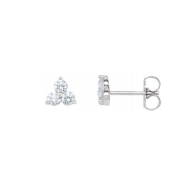 Yellow Gold Mini Three Brilliant Diamond Studs