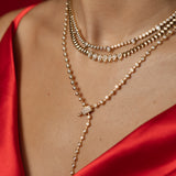 14 Karat Bezel Diamond Pear Tennis Necklace