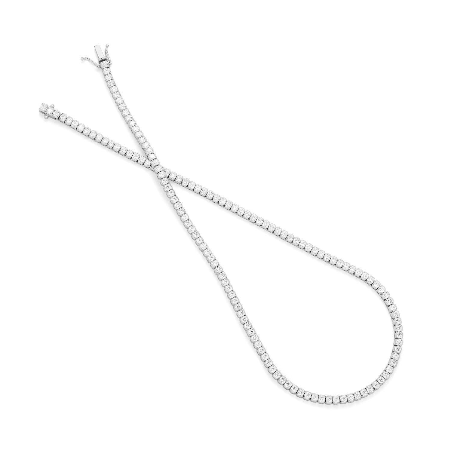 14 Karat White Gold 10.50cts All The Way 15.75" Tennis Necklace