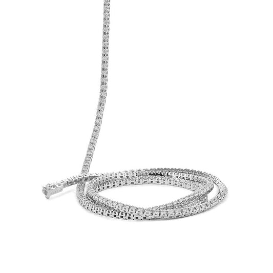 14 Karat White Gold 4.95cts All The Way 24" Tennis Necklace