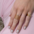 Load image into Gallery viewer, 14 Karat Yellow Gold Pear Diamond Barrel Pinky Ring
