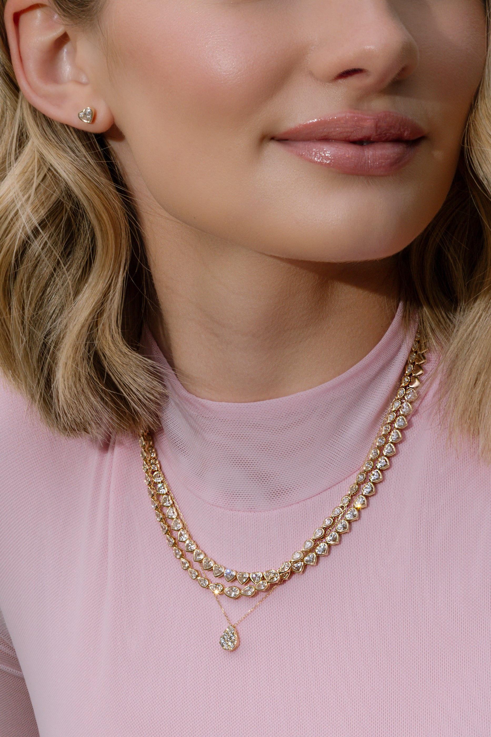 Yellow Gold Pave Diamond Slide Large Pear Necklace