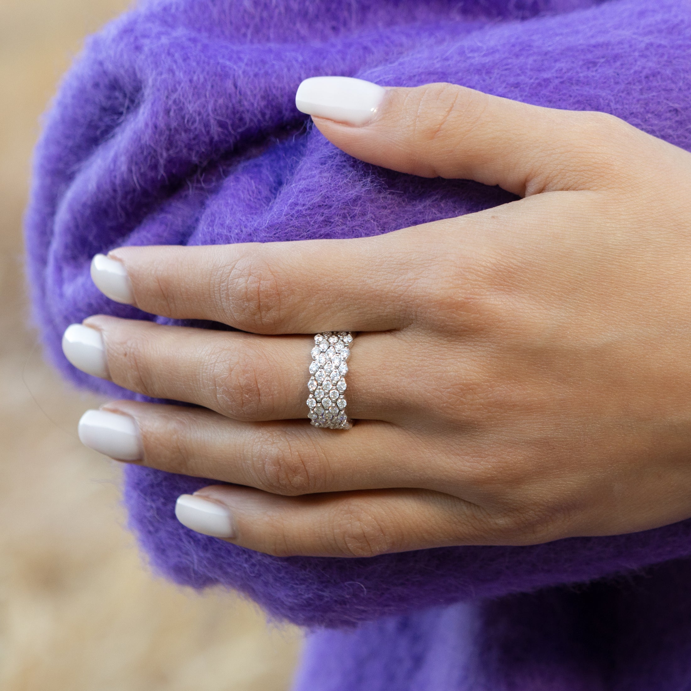 White Gold and Diamond Chain Link Ring