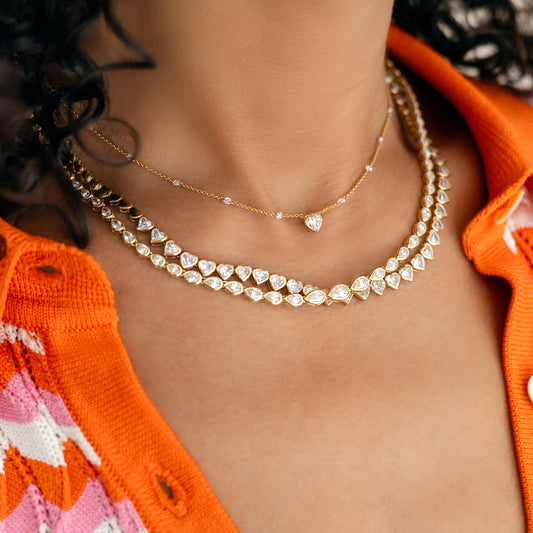 14 Karat Yellow Gold Aspen Air Diamond Heart Necklace
