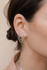 14 Karat White Gold Diamond Double-Piercing Single Earring