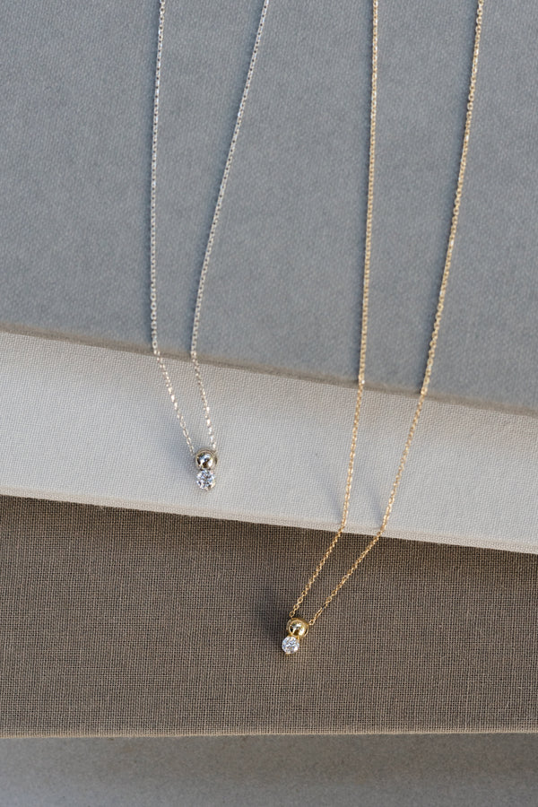 14 Karat Yellow Gold Diamond Bead Pendant