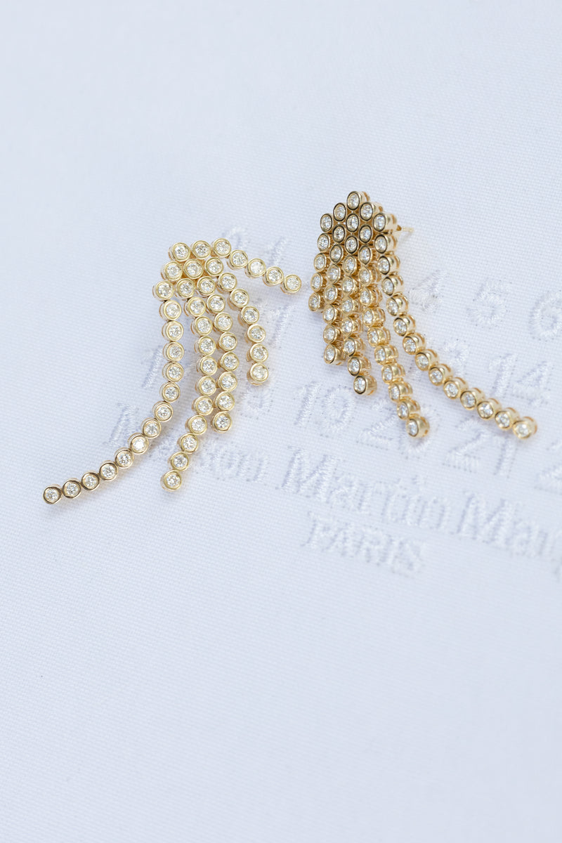 14 Karat Five Drop Diamond Bezel Earring