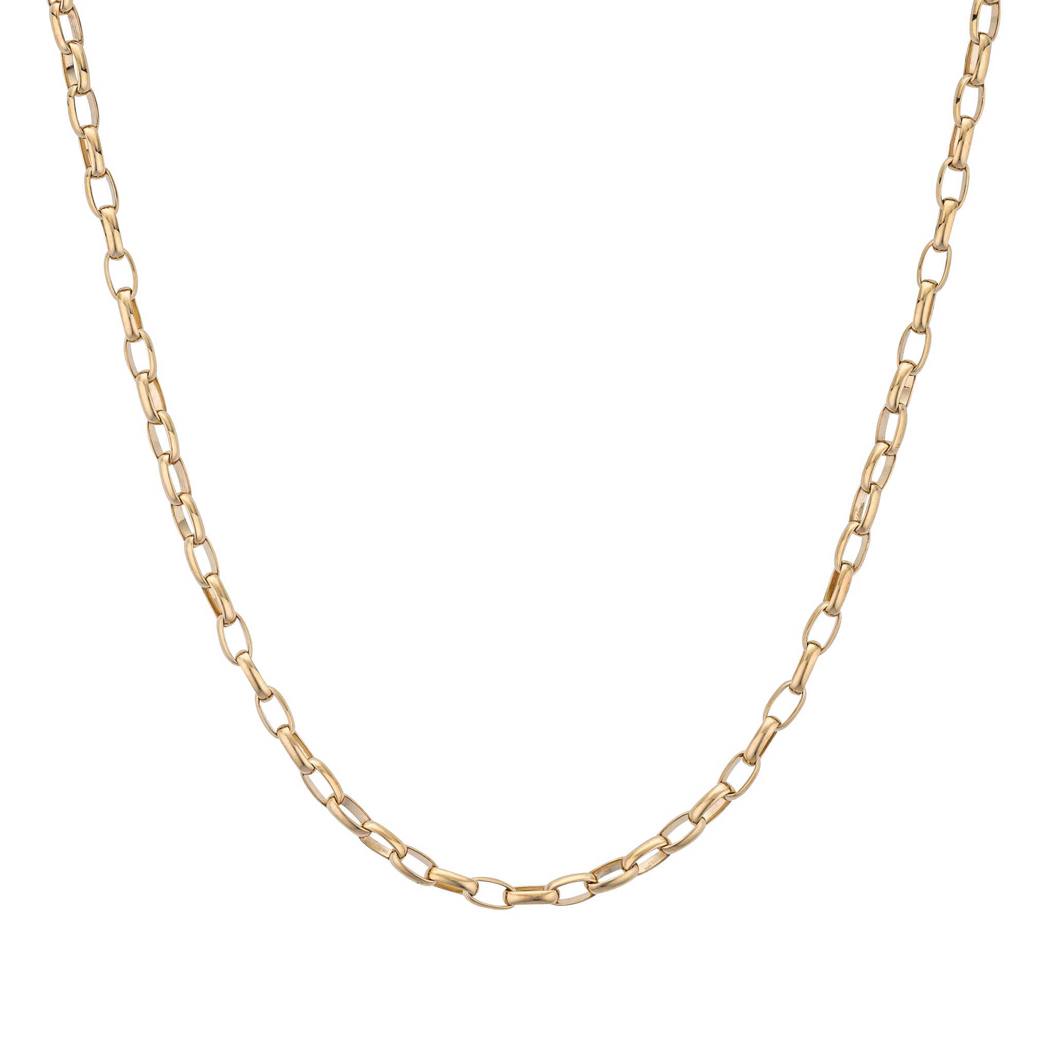 14 Karat Yellow Gold Puffed Oval Chain