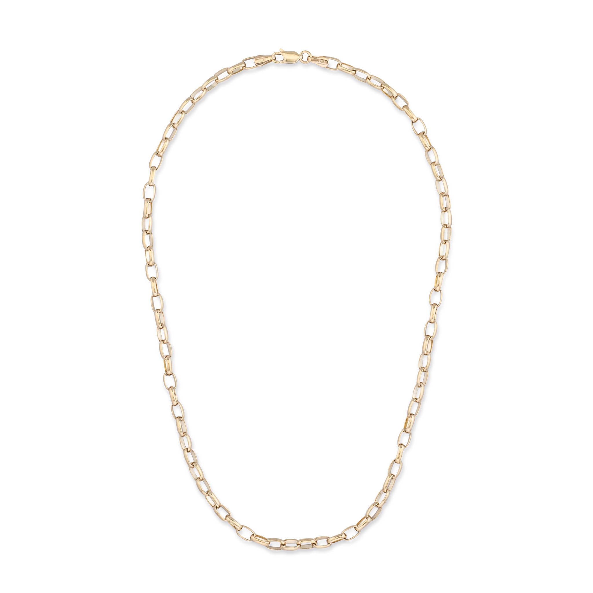 14 Karat Yellow Gold Puffed Oval Chain