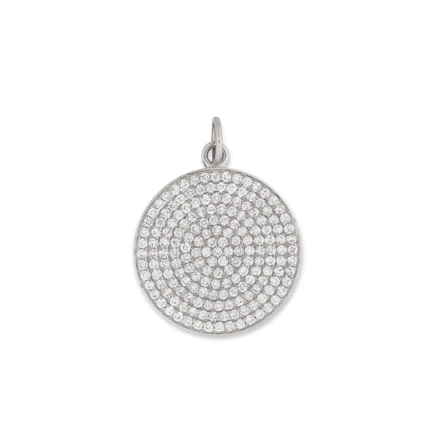 Large White Gold and Diamond Disk Pendant