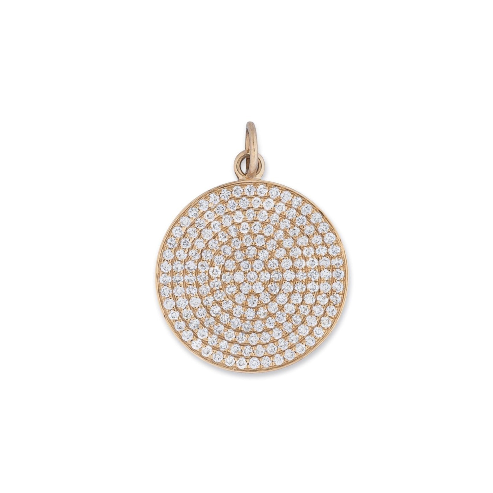 Large Yellow Gold and Diamond Disk Pendant