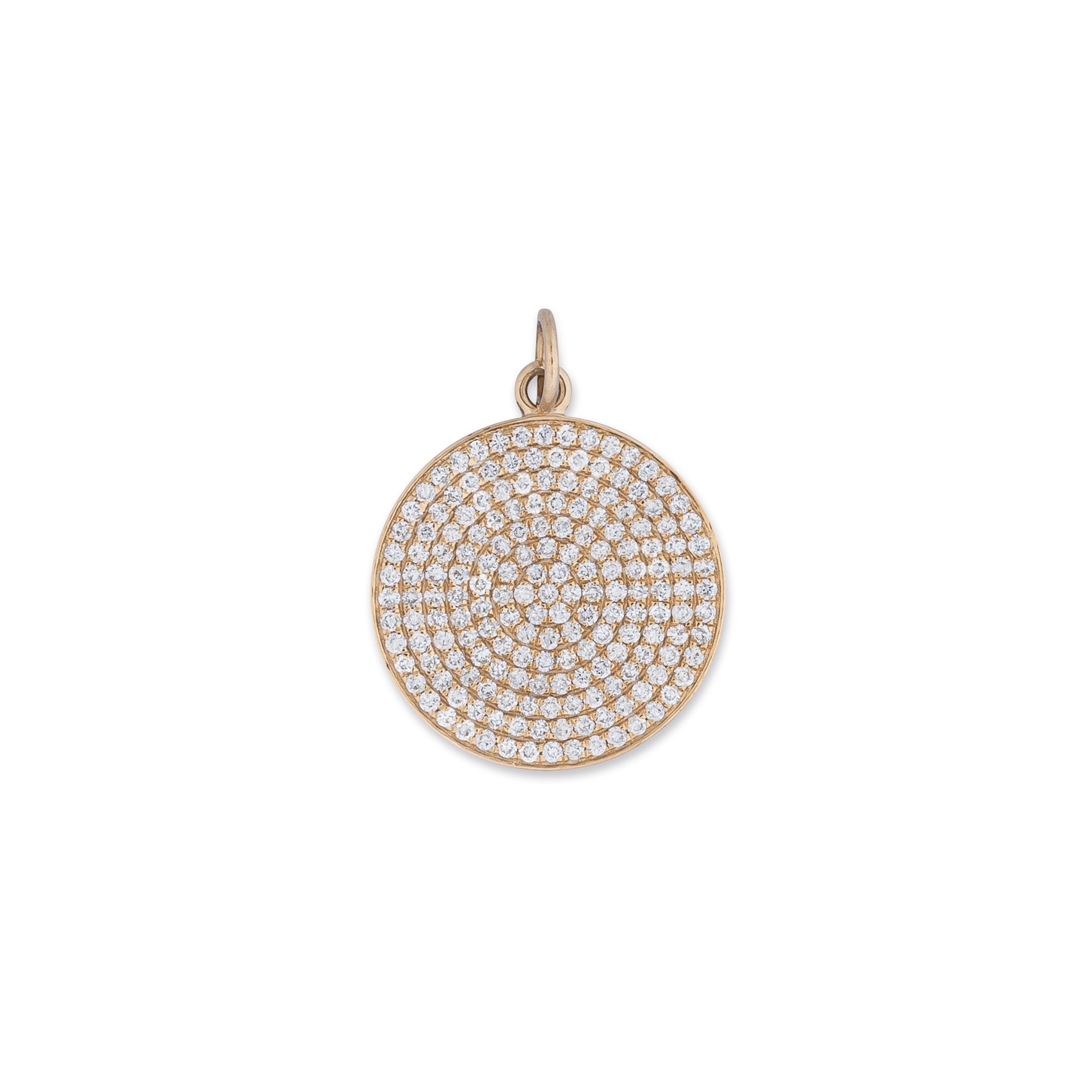 Large Yellow Gold and Diamond Disk Pendant