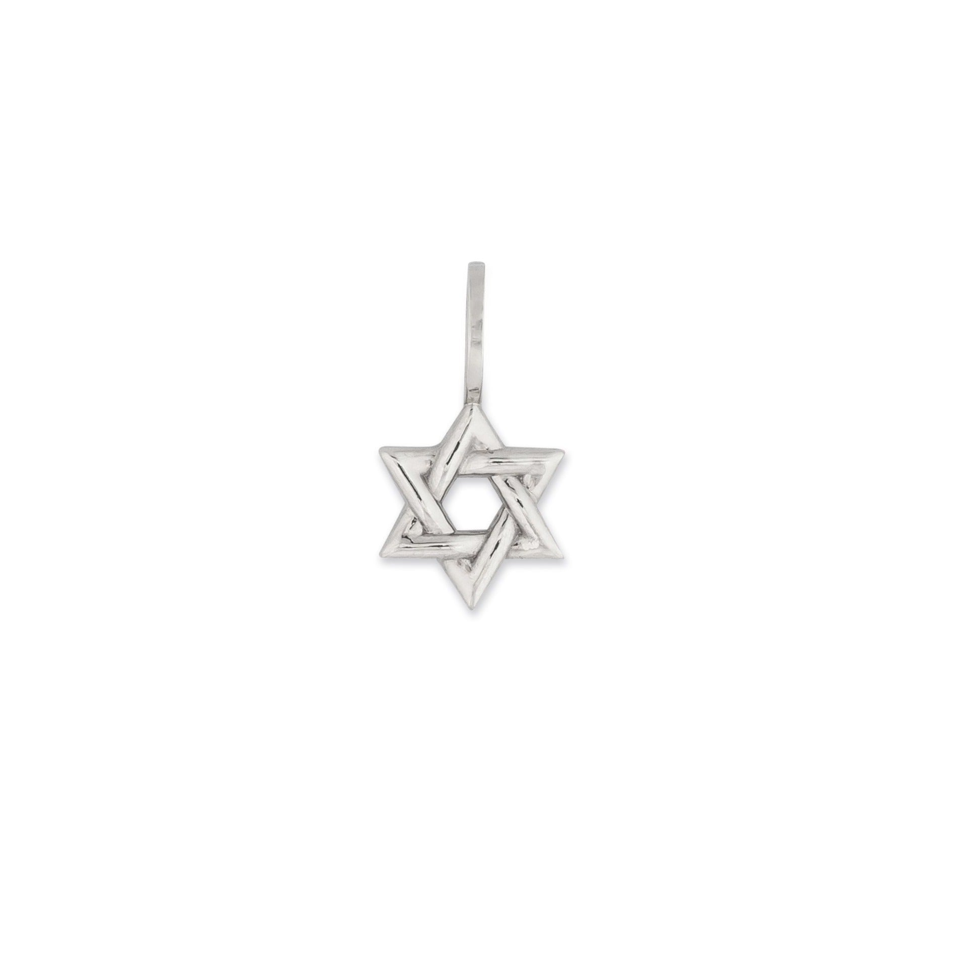 White Gold Star of David Charm