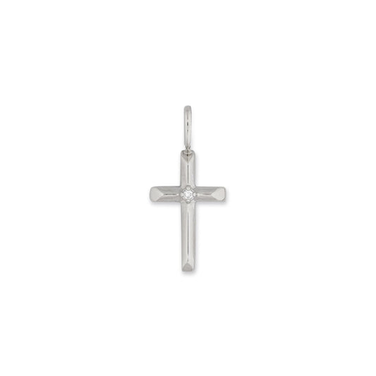 White Gold Diamond Cross Charm