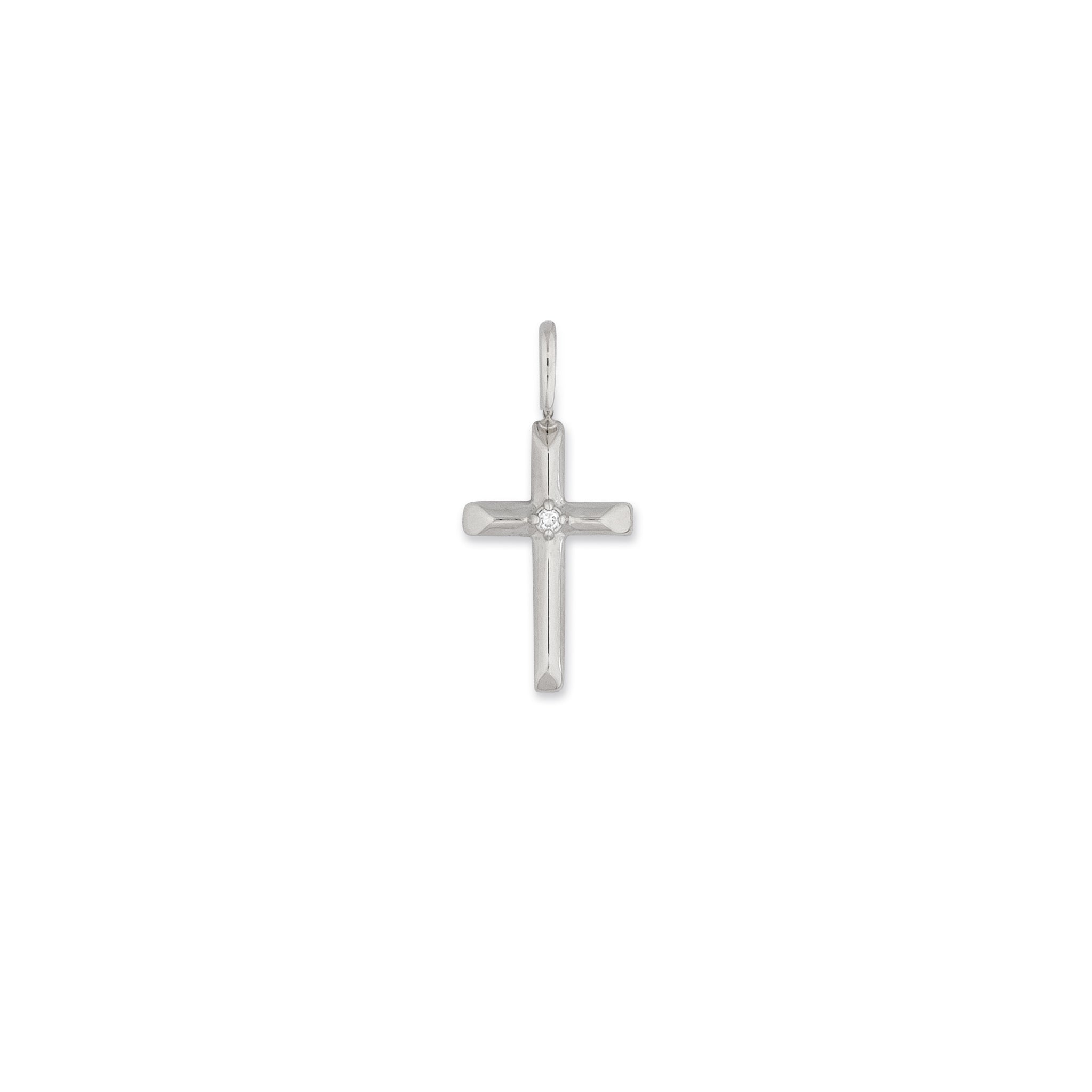 White Gold Diamond Cross Charm