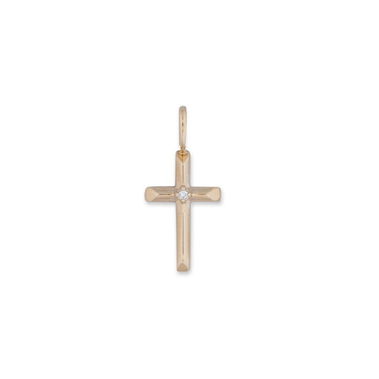 Yellow Gold Diamond Cross Charm